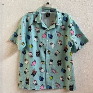 Hello Kitty teal logo button up shirt